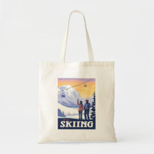 Tote Bag Aller skier Vintage Imprimer