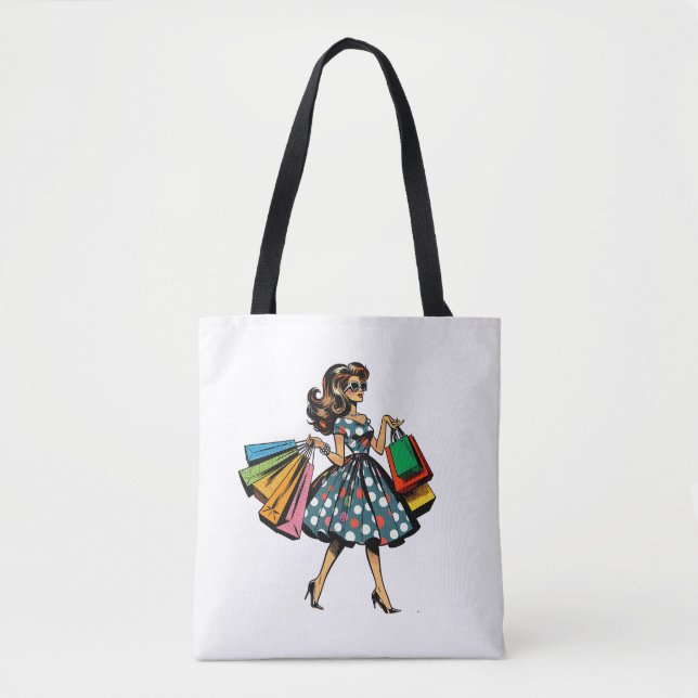 Tote Bag Allons faire du shopping ! Rétro personnalisé (Devant)