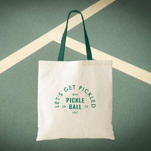 Tote Bag Allons nous faire pickler Après Pickle Ball Poigné