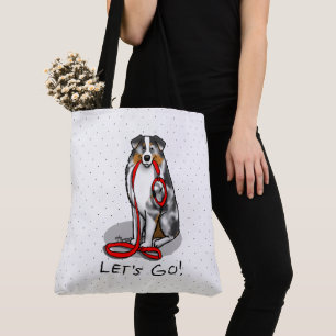Tote Bag Allons-y ! Berger australien (bleu merle tan/w 1)