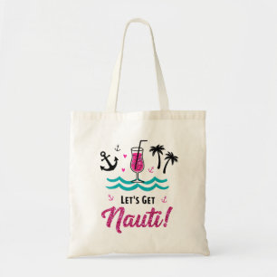 Tote Bag Allons-y Nauti ! Marine à paillettes roses