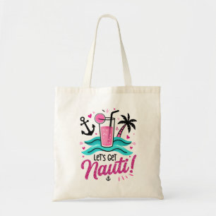 Tote Bag Allons-y Nauti ! Marine à paillettes roses