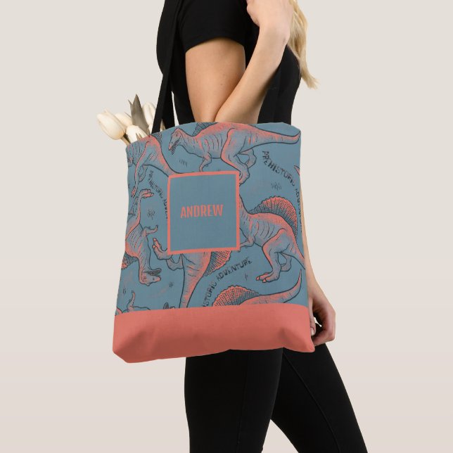 Tote Bag Allover personnalisé imprimé Dinosaur Fourre-tout (De près)