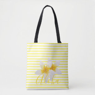 Tote Bag Aloha fleur tropicale élégante de et rayures