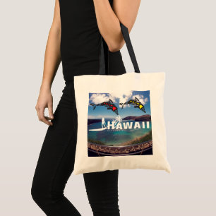 Tote Bag Aloha Hawaii îles Dolphins Surfer