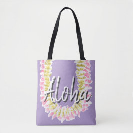 Tote Bag Aloha Hawaiian Plumeria Lei Elegant Floral Pastel