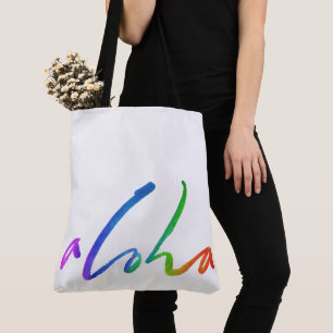 Tote Bag Aloha - Lettrage Main Tropical - Hawaï Hawaï
