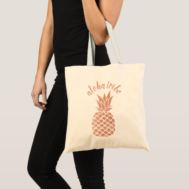 Tote Bag Aloha Tribe Hawaii Rose d'ananas Gold Bridesmaid (Devant (produit))