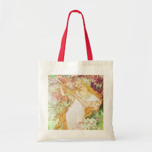 Tote Bag Alpha Mucha Spring Floral Vintage Art nouveau