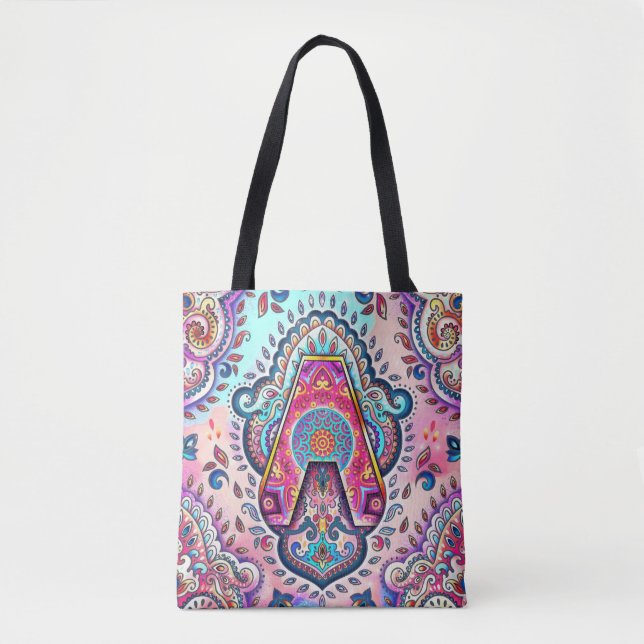 Tote Bag Alphabet A mandala (Devant)