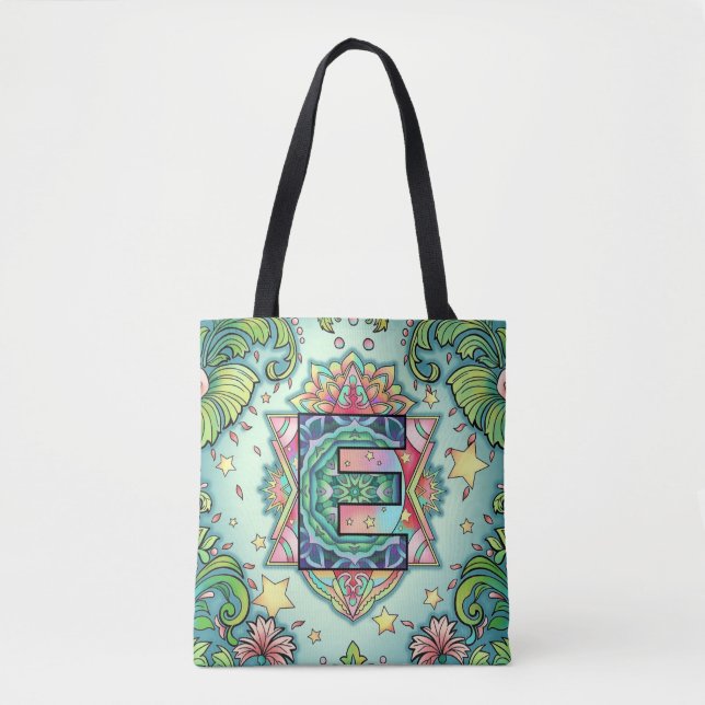 Tote Bag Alphabet E mandala (Devant)