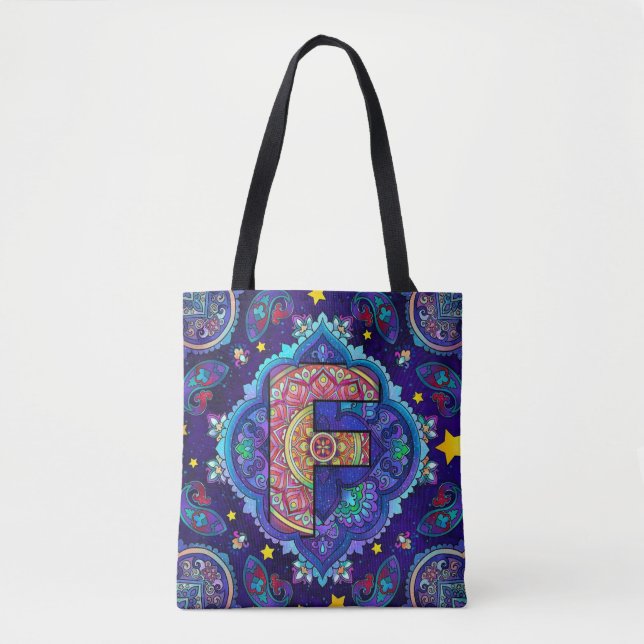 Tote Bag Alphabet F mandala (Devant)