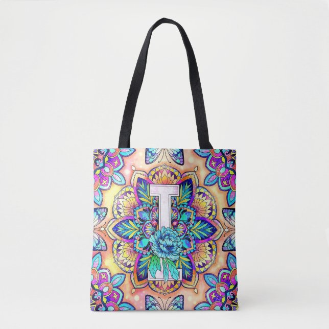 Tote Bag Alphabet I mandala (Devant)
