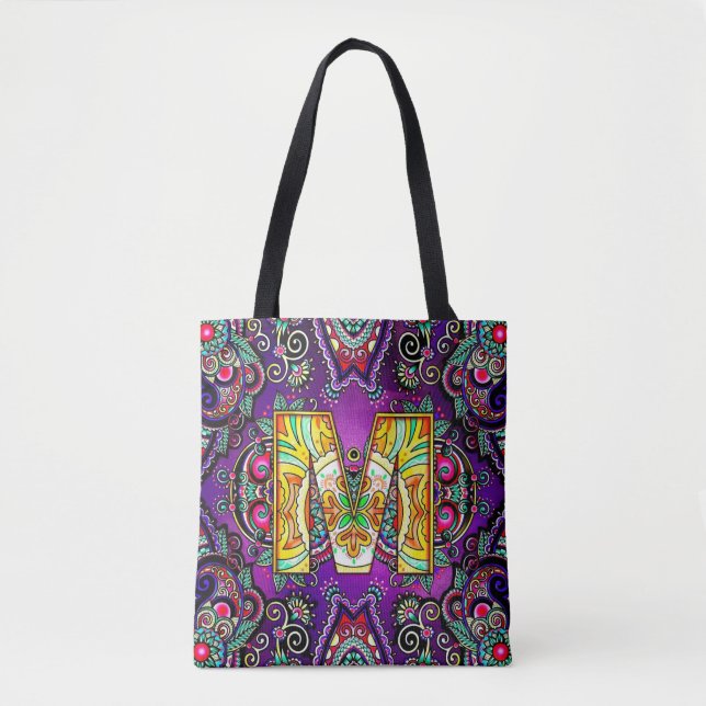 Tote Bag Alphabet M mandala (Devant)