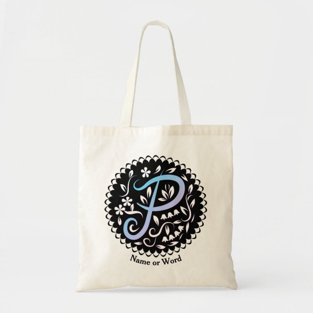 Tote Bag Alphabet P Monogramme écriture manuscrite (Devant)