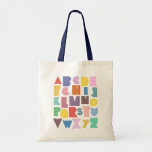 Tote Bag Alphabet rétro géométrique