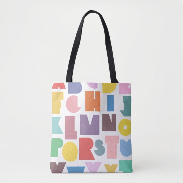 Tote Bag Alphabet rétro géométrique (Devant)
