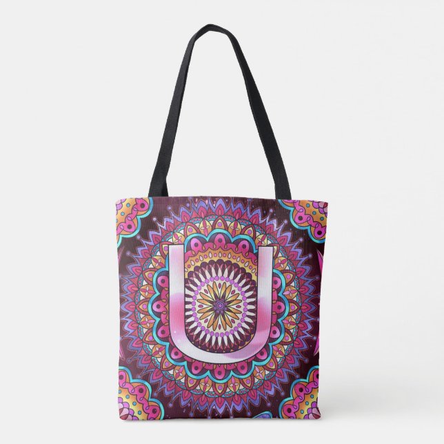 Tote Bag Alphabet U mandala (Dos)
