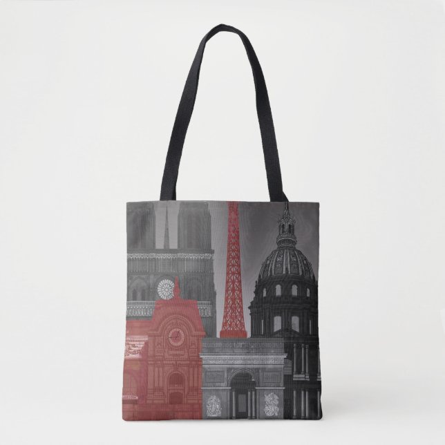 Tote Bag Altitudes de Paris par nuit - rouge (Devant)