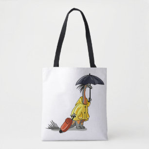 Tote Bag Amargasaurus Portant Un Parapluie Et Une Valise.