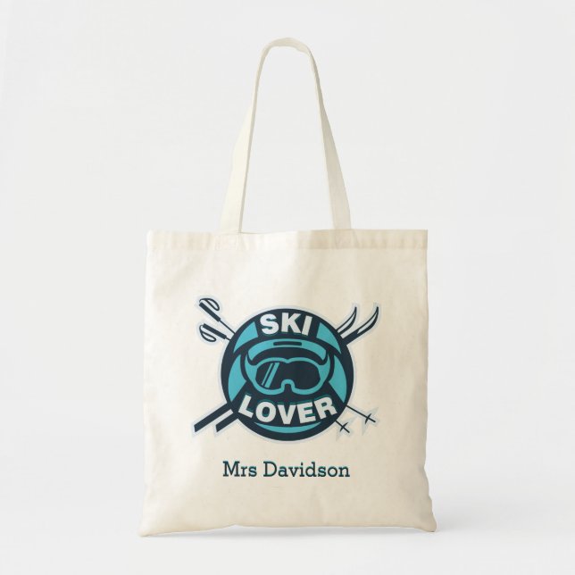 Tote Bag Amateur de ski personnalisé Skier moderne (Devant)