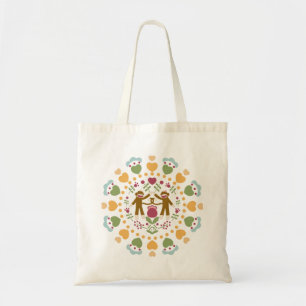 Tote Bag Amateurs de singes de choq dans un jardin folklori