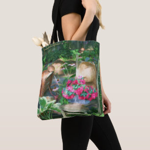 Tote Bag Aménagement de jardin fleuri Peinture à l'huile
