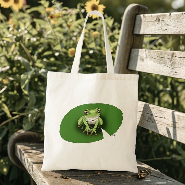 Tote Bag American Green Tree Frog Lily Pad (Créateur téléchargé)