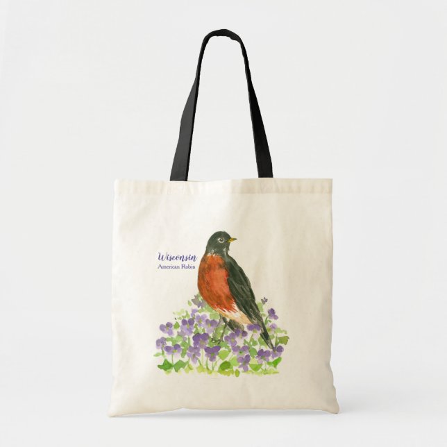 Tote Bag American Robin Wisconsin State Bird (Devant)
