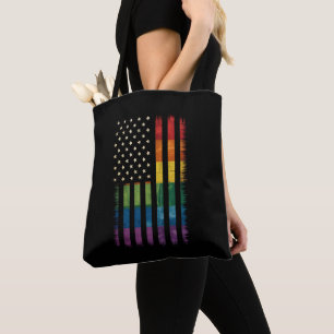 Tote Bag American USA Flag Rainbow Pride gay lesbienne LGBT