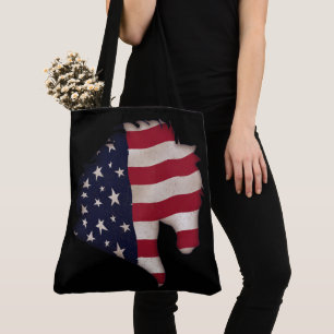 Tote Bag Americana Drapeau Tête Silhouette