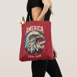 Tote Bag Amérique 1776 2026 Aigle chauve Drapeau patriotiqu