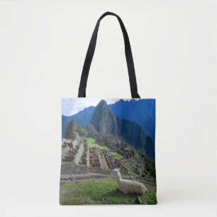 Tote Bag Amérique du Sud, Pérou. Un lama repose sur une col