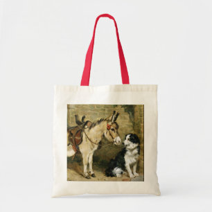 Tote Bag Amis animaux de chien et d'âne - art vintage par