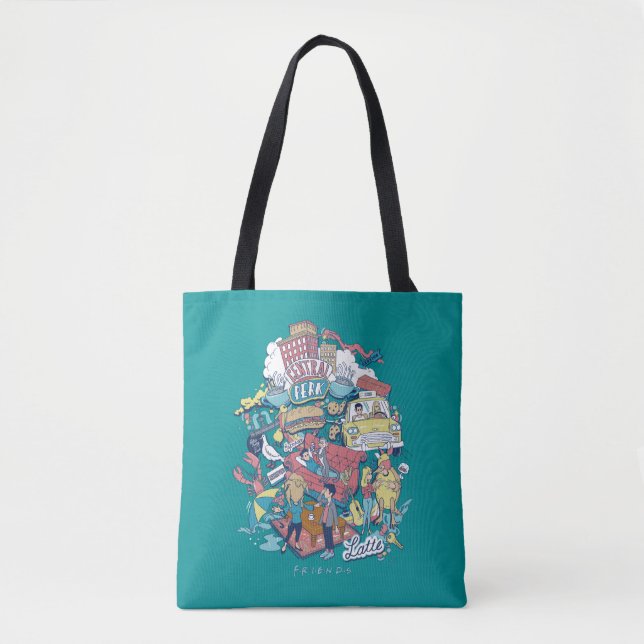 Tote Bag AMIS™ | Collage de dessin (Devant)