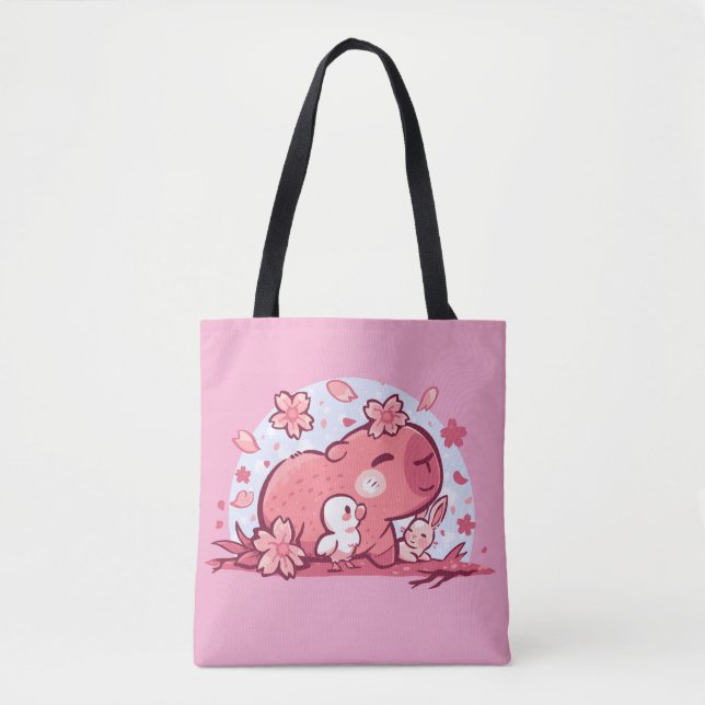 Tote Bag Amis du printemps rose (Devant)