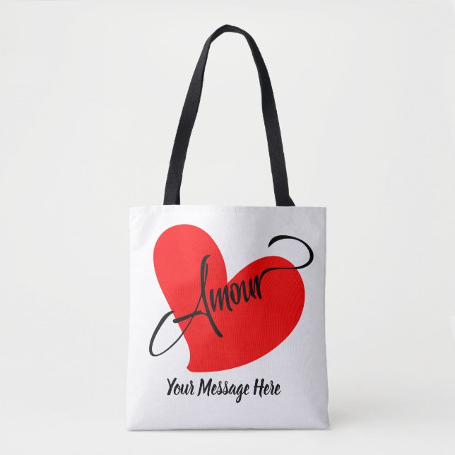 Tote Bag Amour (Amour En Français) (Message Personnalisé) (Devant)