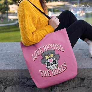 Tote Bag Amour au-delà des os Valentine Moderne Retro Crâne