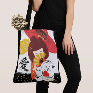 Tote Bag Amour de KOKESHI Chow à cœur
