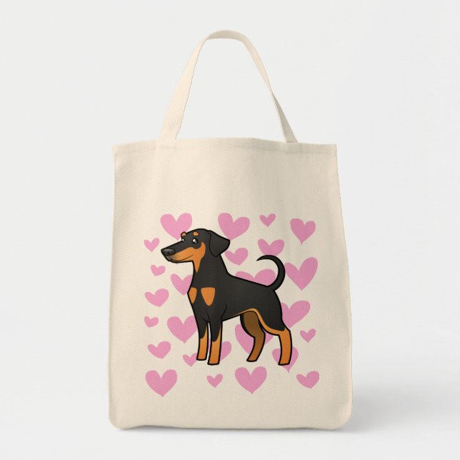 Tote Bag Amour de Pinscher de dobermann (oreilles souples) (Devant)