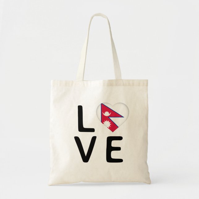 Tote Bag Amour - drapeau du Népal (Devant)