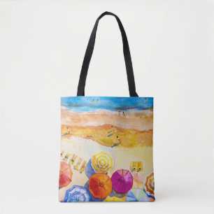 Tote Bag Amour du paysage marin : aquarelle peinture de vac