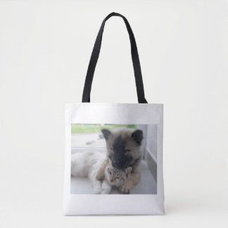 Tote Bag Amour entre chien et chat 