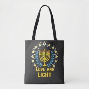 Tote Bag Amour et lumière Menorah juive Hanoukka Holiday