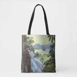 Tote Bag Amour et romance vintage, vue tropicale romantique