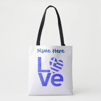 Tote Bag Amour grec bleu personnalisé