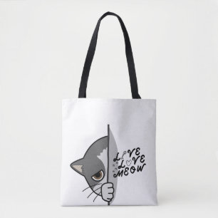 Tote Bag amour miow design amoureux des chats #catlover #ca