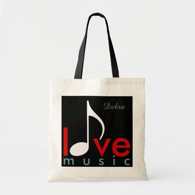 Tote Bag amour musique nom personnalisé (Devant)