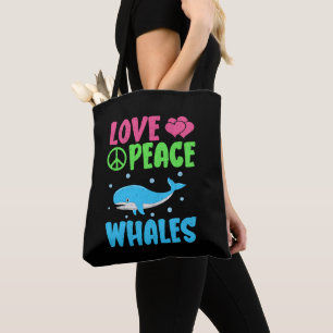 Tote Bag Amour Paix Baleines mignonnes Animaux de mer Balei