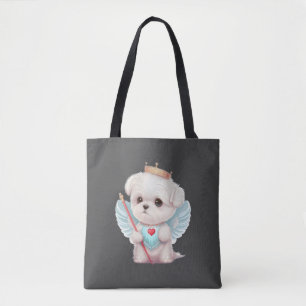 Tote Bag Amour paradisiaque : Chien maltais mignon